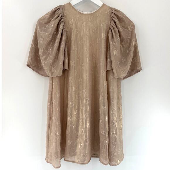 Kenzo Kids Girls Gold Logo Flutter Jacquard Lamé Dress Size 10A - Picture 6 of 13